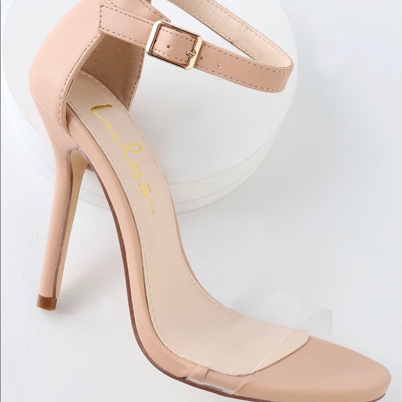 NWT Lulu’s ELSI Nude PVC Ankle Heels - size 6 - Picture 4 of 5